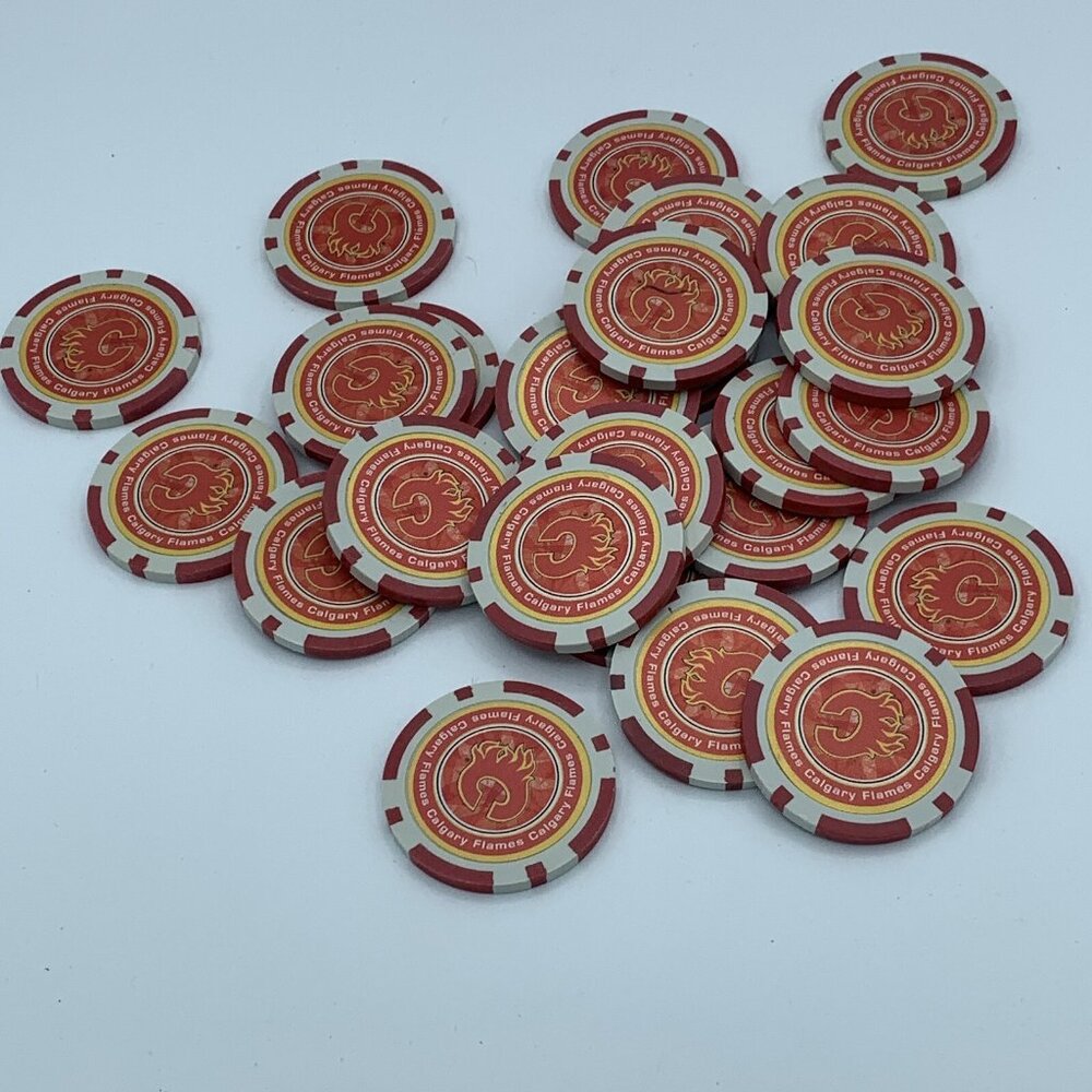 Calgary Flames Poker Chips Set of 25 Can Double as Golf Ball Markers NHL Hockey
